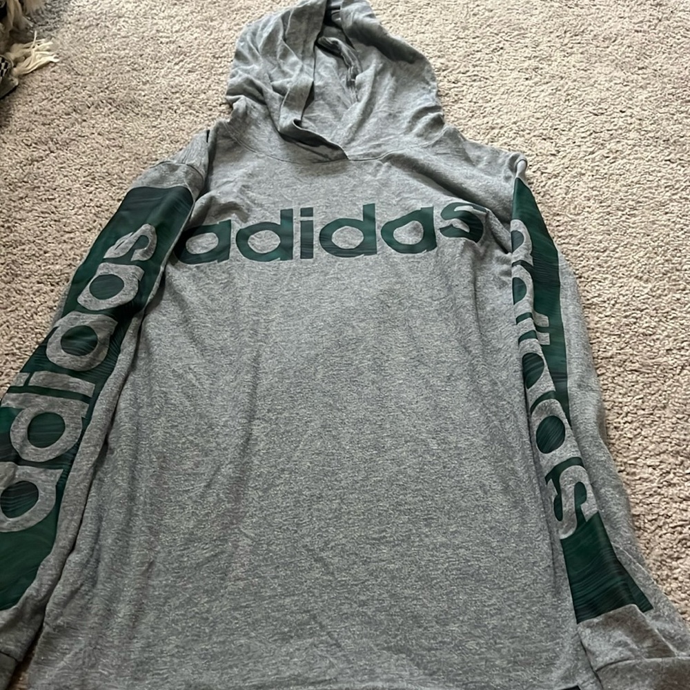 Boys, Adidas, long sleeve hooded T-shirt size medium 10/12